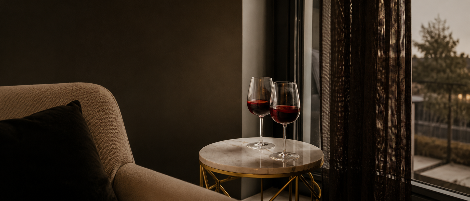 Elegant wine glasses and refined barware